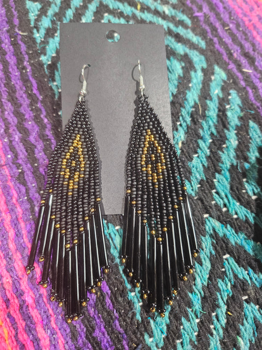 Black and Copper Seed Bead Earrings
