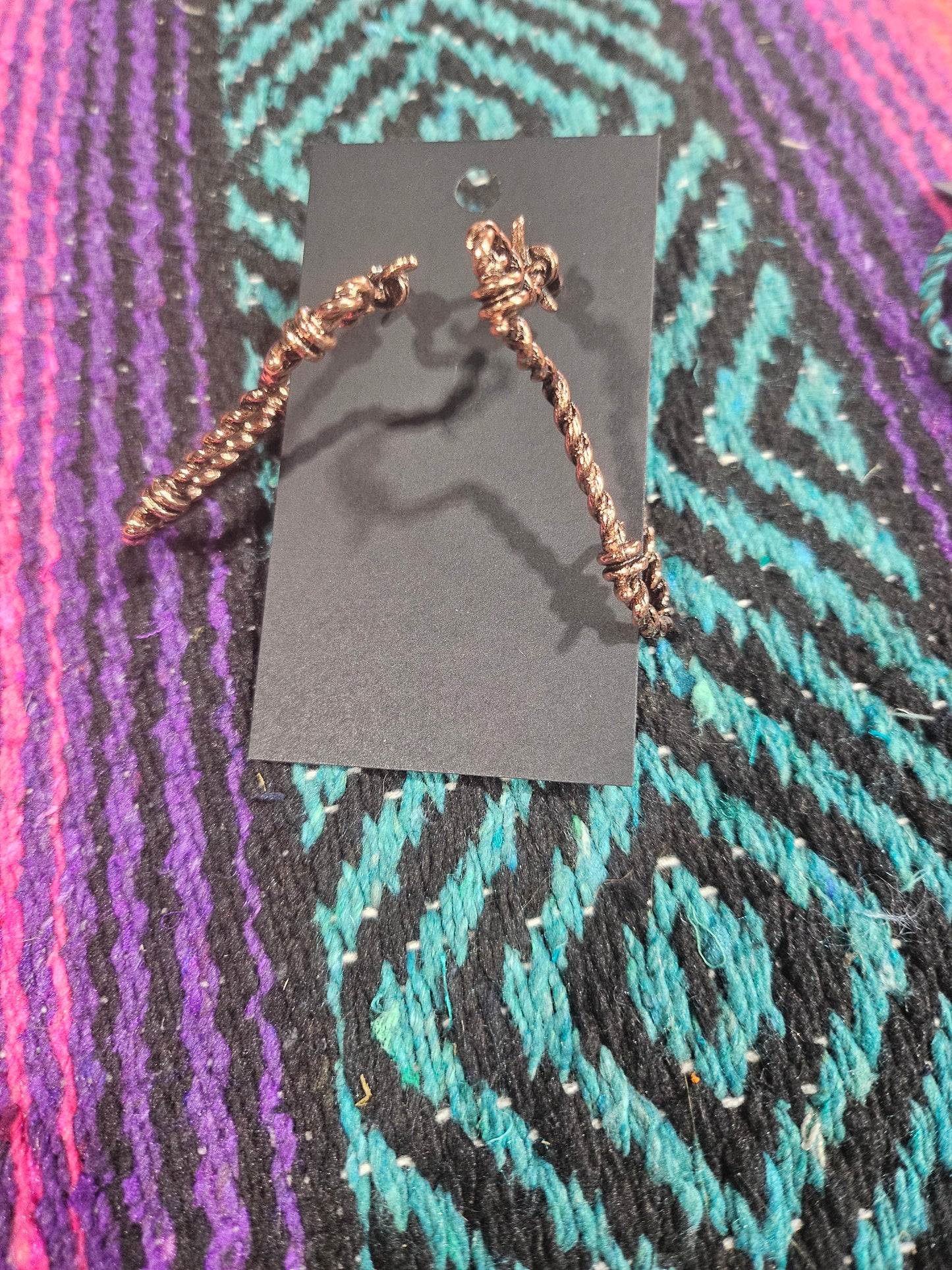 Barbed Wire Copper Cow Head Earrings