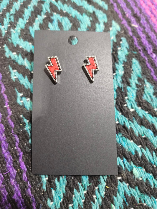 Red Lightning Bolt Earrings