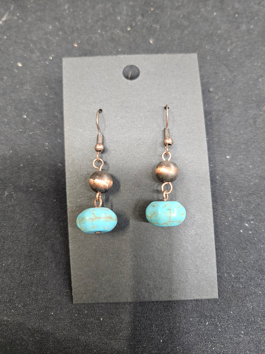 Copper Turquoise Dangle Earrings