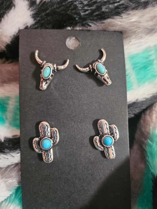 2 Pair Western Design Earring Set