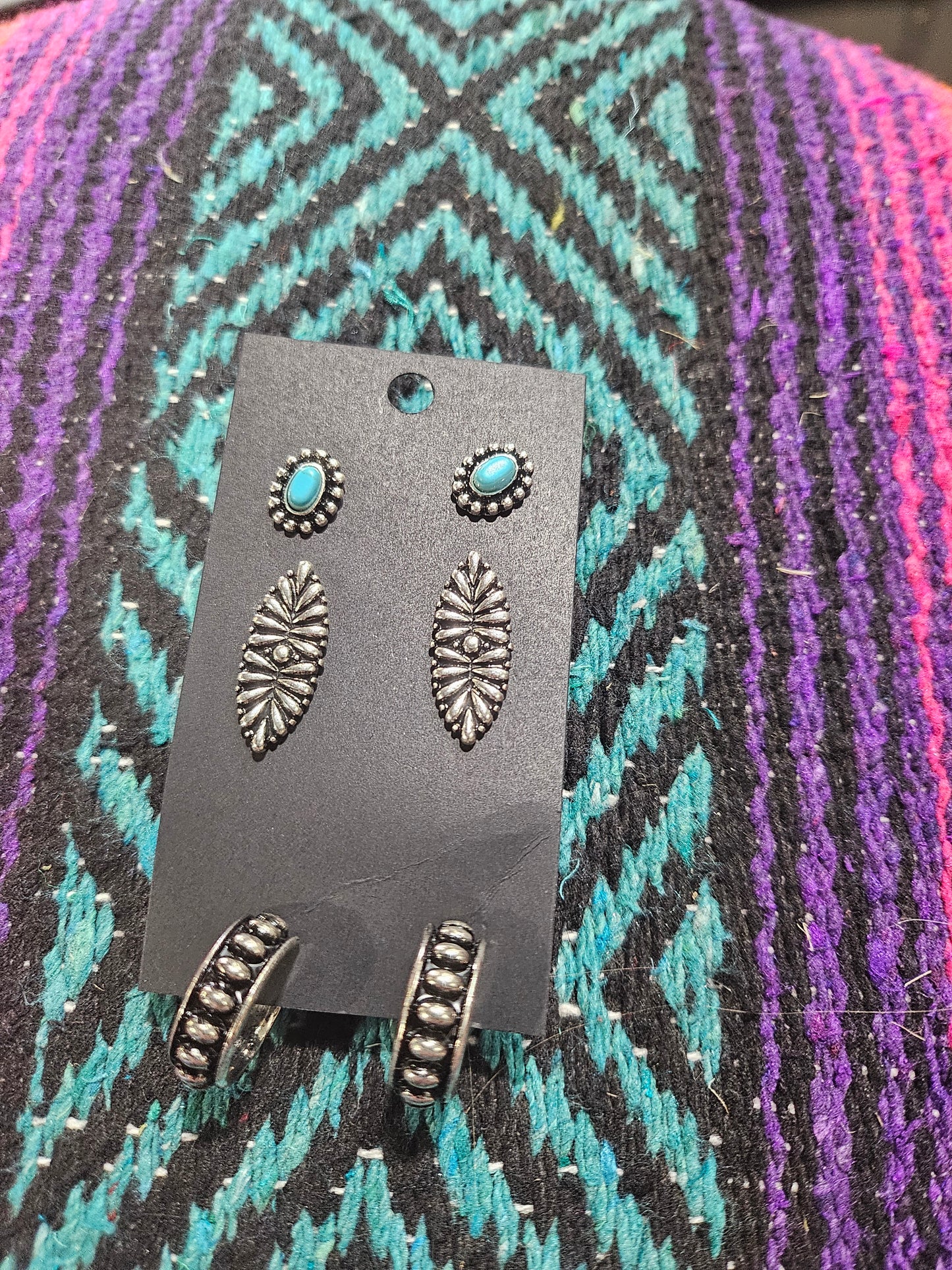 3 Pair Western Style Mix Earring Set