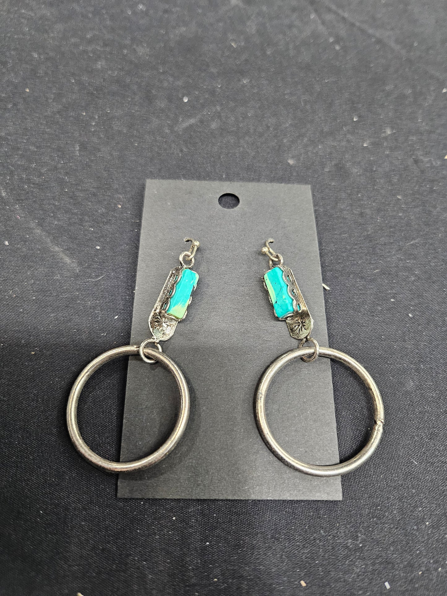 Ring Dangle Turquoise Earrings