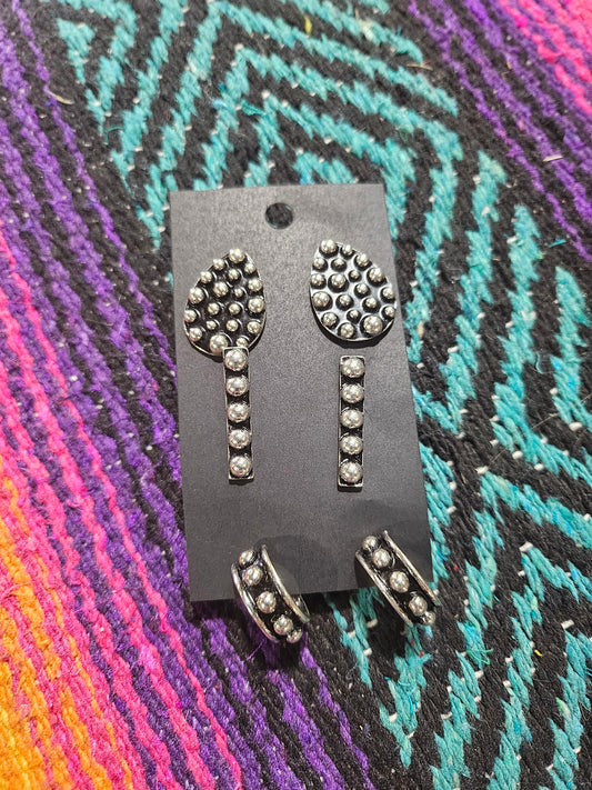 3 Pair Western Style Mix Earring Set