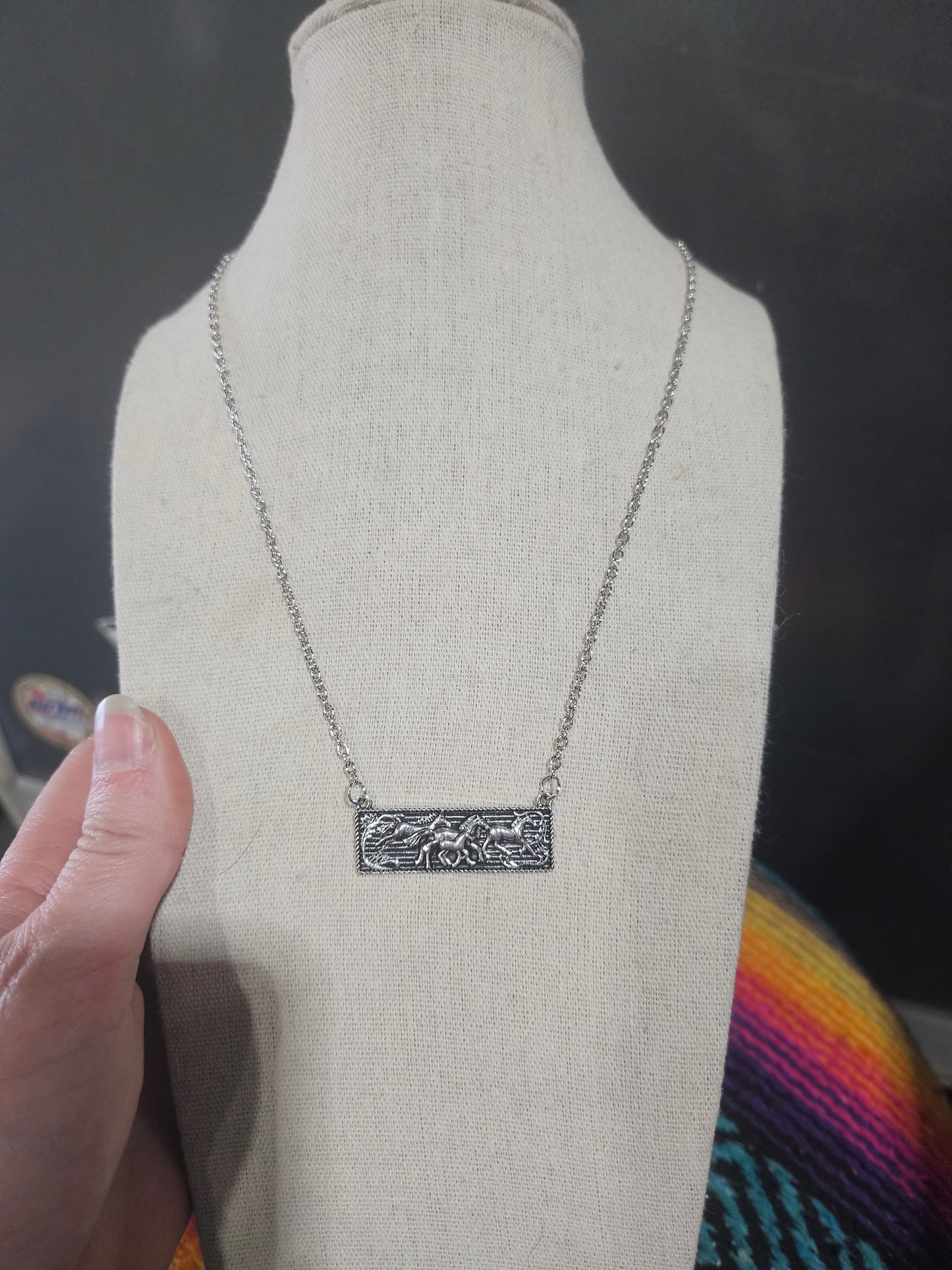Running Horses Bar Necklace