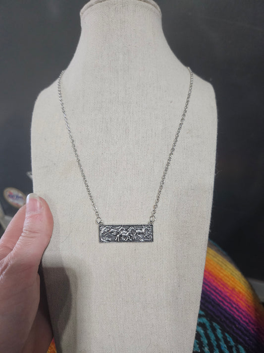 Running Horses Bar Necklace
