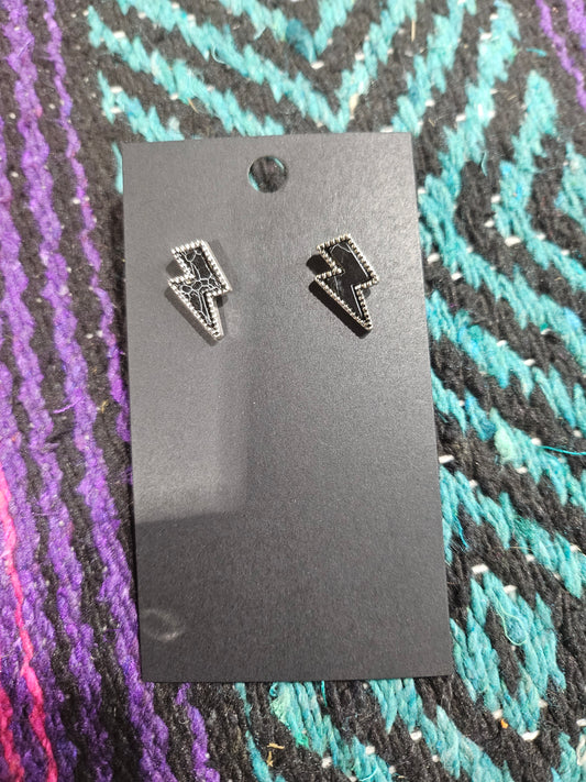 Black Lightning Bolt Earrings