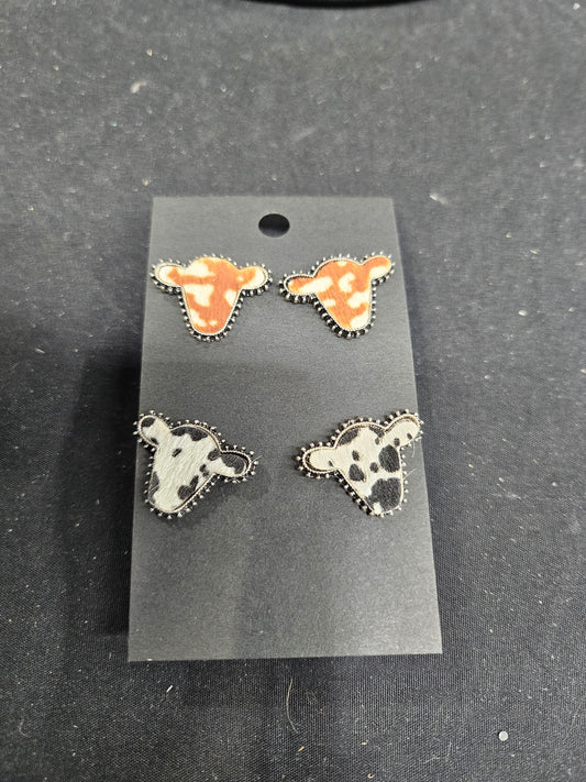 Two Pair Cowhide Calf Earrings