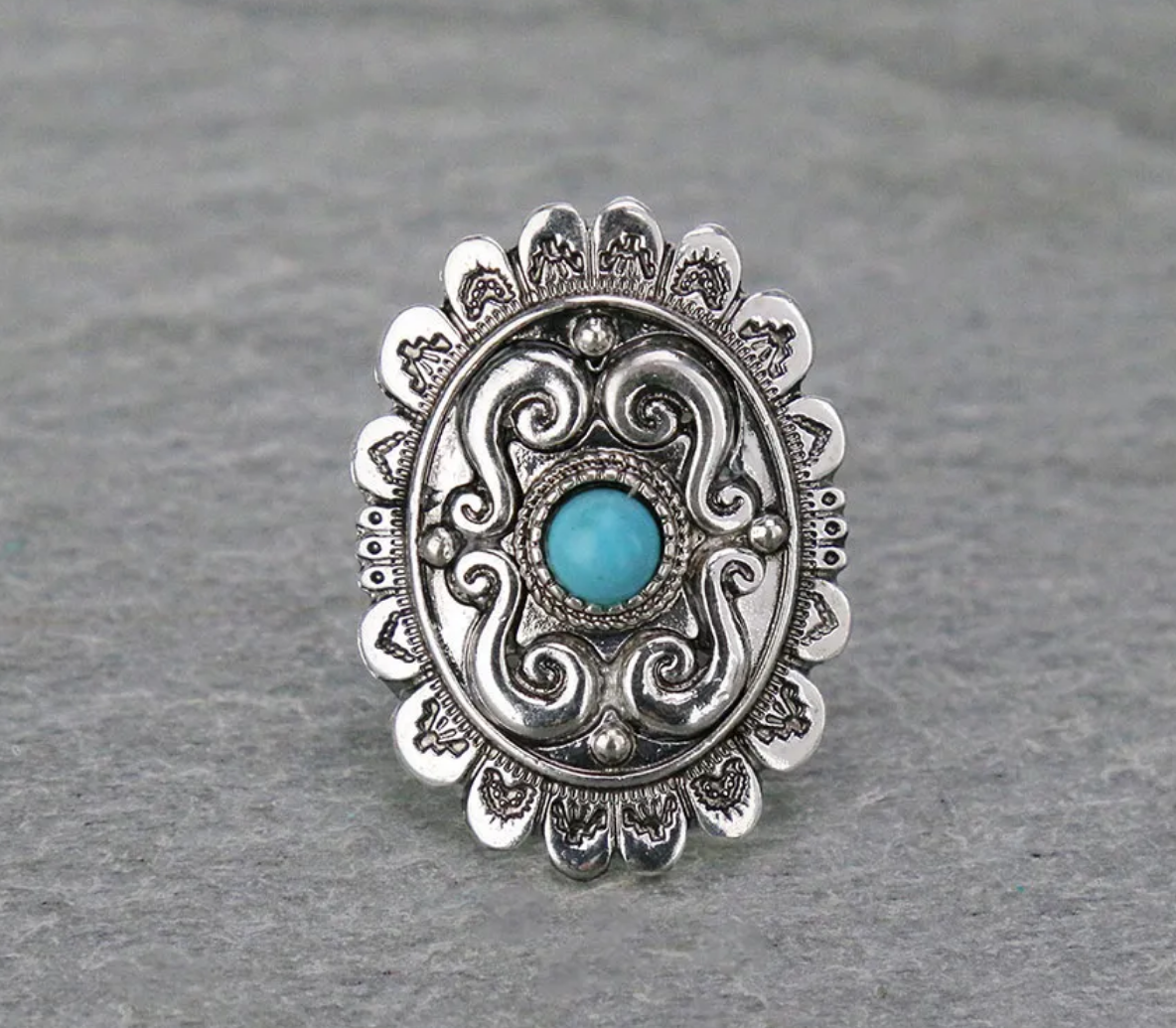 Western Concho Stone Adjustable Ring
