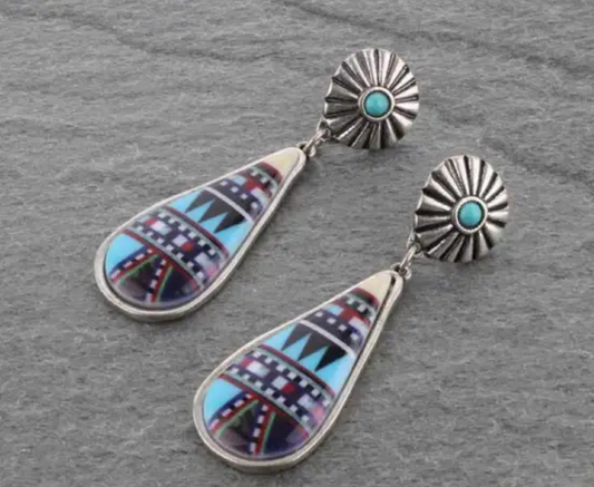 Western Navajo Style Print Post Earrings