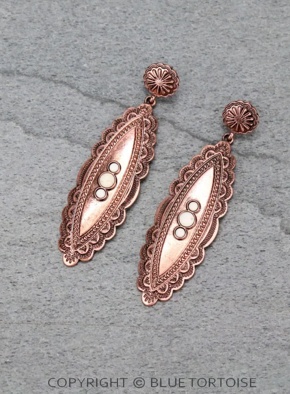 Western Oval Concho with Stone Drop Stud Earrings