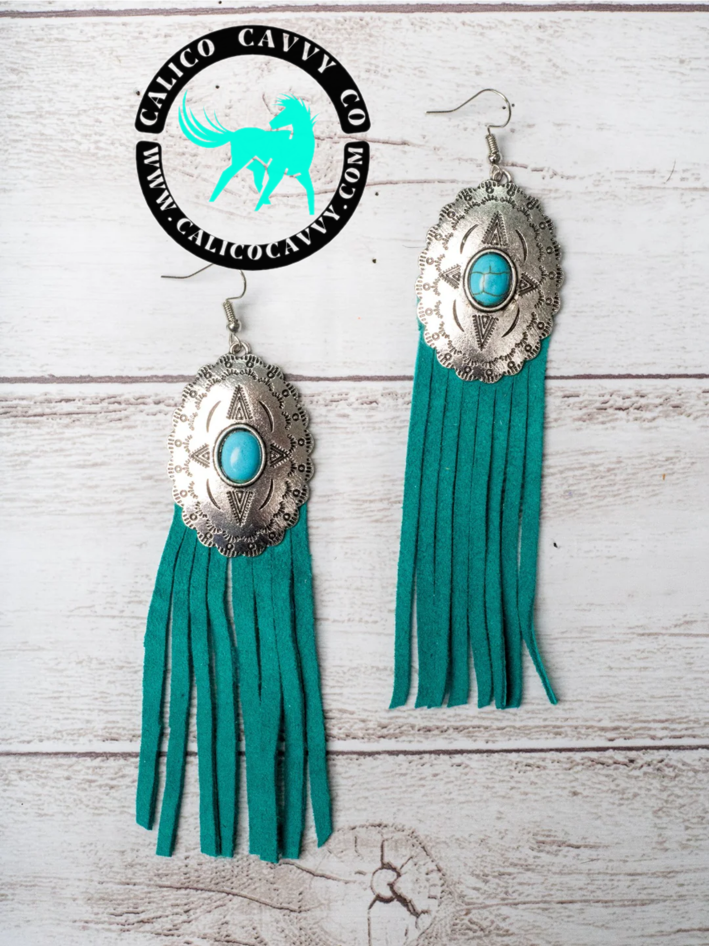 Turquoise Concho Fringe Earrings