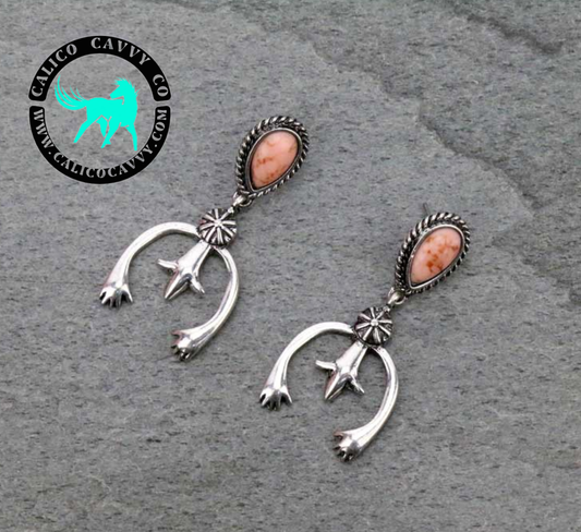 Western Pink Semi Teardrop Squash Post Earrings