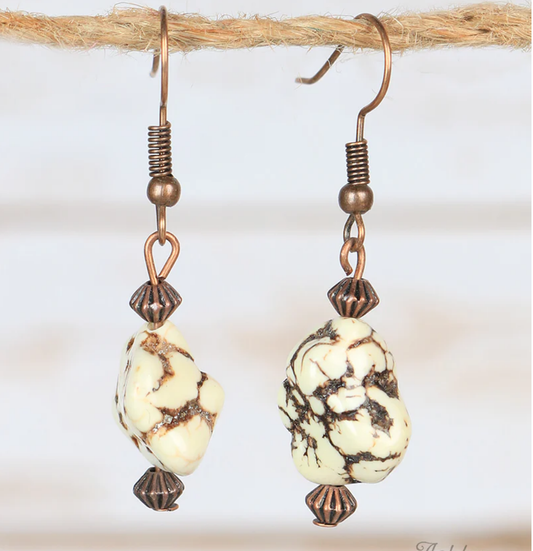 White Magnesite Stone Earrings