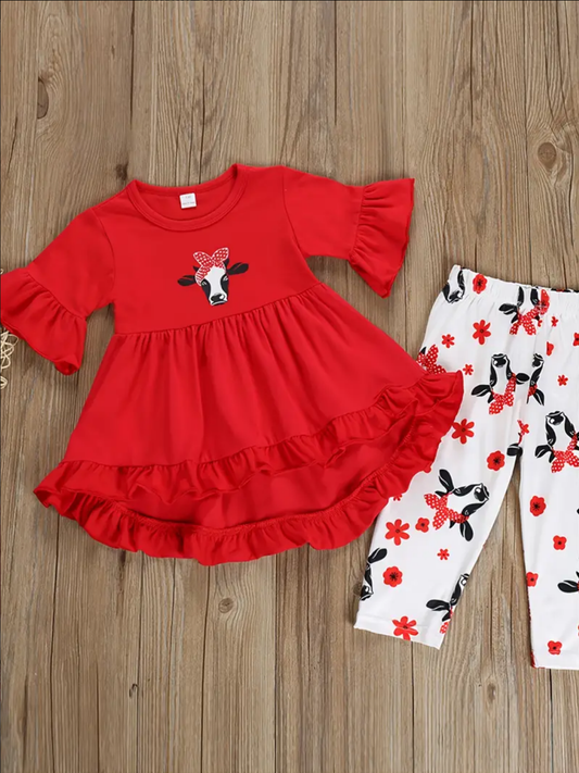 Red Cow Head Girls Outfit