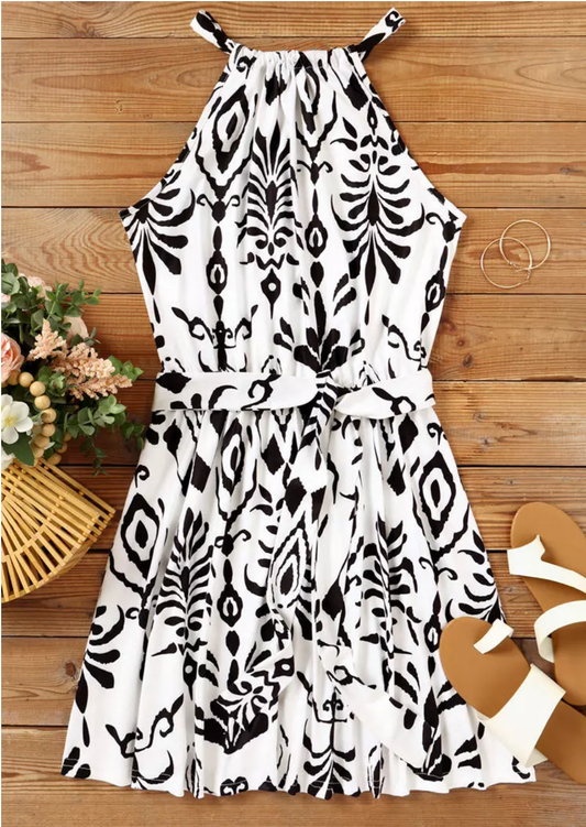 Black & White Paisley Mini Dress