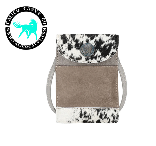 Montana West Genuine Hair-On Cowhide Belt Loop Phone Holster Pouch/Multi-function Crossbody