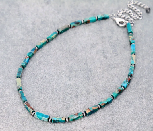 15″ Long, Bar Natural Gemstone Necklace