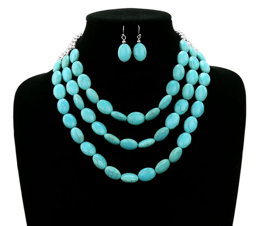 Western Stone Layered Necklace Set