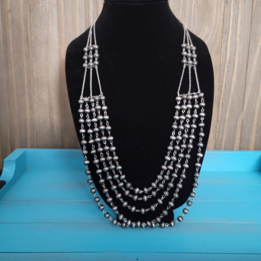 Navajo Style Pearl Handcrafted Multi-Strand Necklace