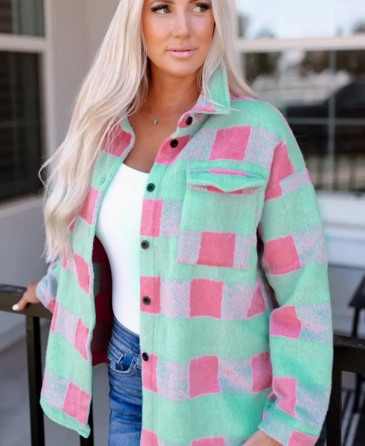 Plaid Pink & Turquoise Jacket