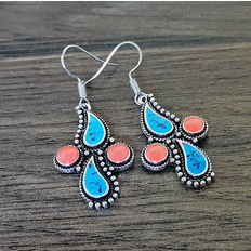 Turquoise & Orange Earrings