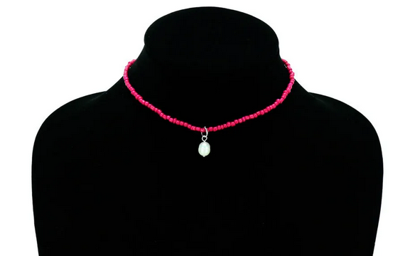 Seed Bead with Freshwater Pearl Pendant Choker