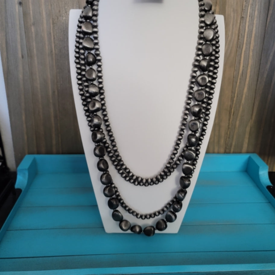 34" Long Navajo Style Pearl Necklace