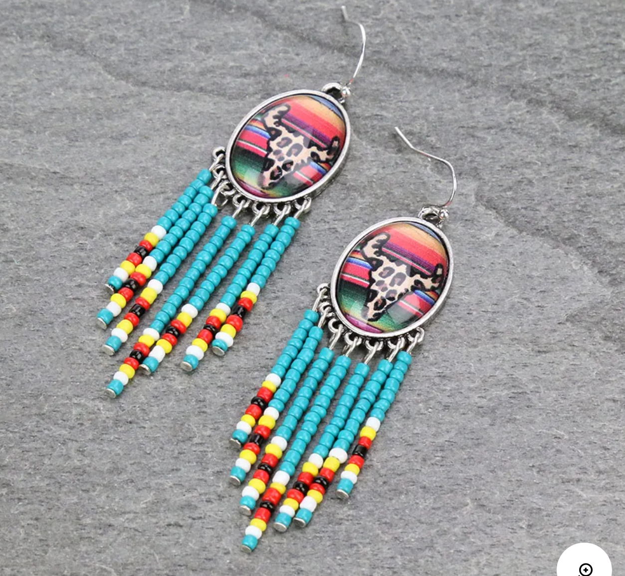 Longhorn Bubble with Seed Beads Tassel Dangle Earrings