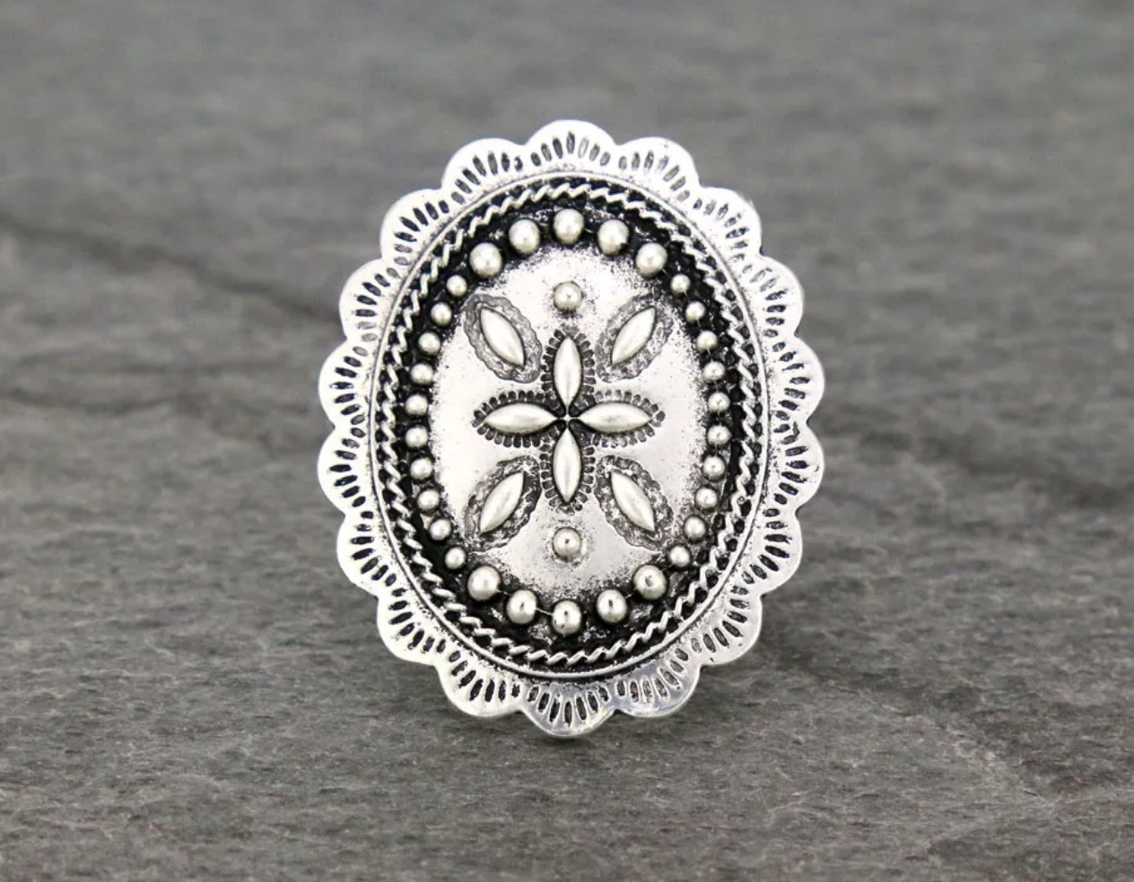 Boho Concho Adjustable Ring with Double Band