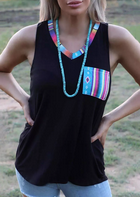 Serape Pattern Pocket Tank Top