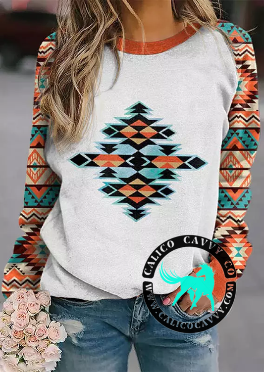 Aztec Raglan Pullover Sweater