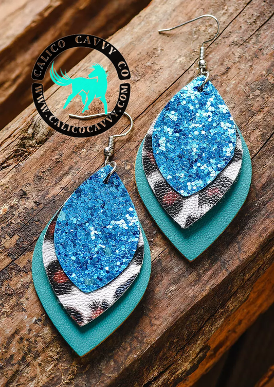 Glitter Leopard Leaf Earrings