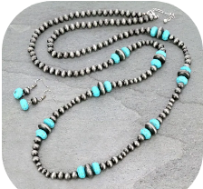 48" Navajo Style Pearl Necklace Set