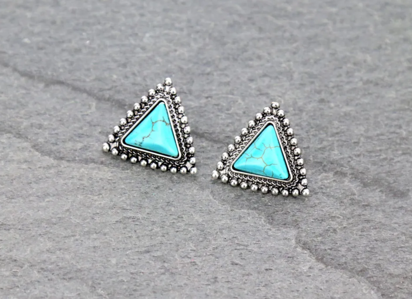 Triangle Shape Stone Stud Earrings