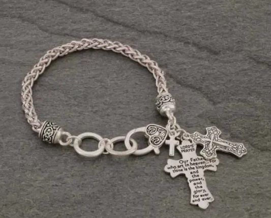 Inspiration “Lord’s Prayer” Cross Toggle Bracelet