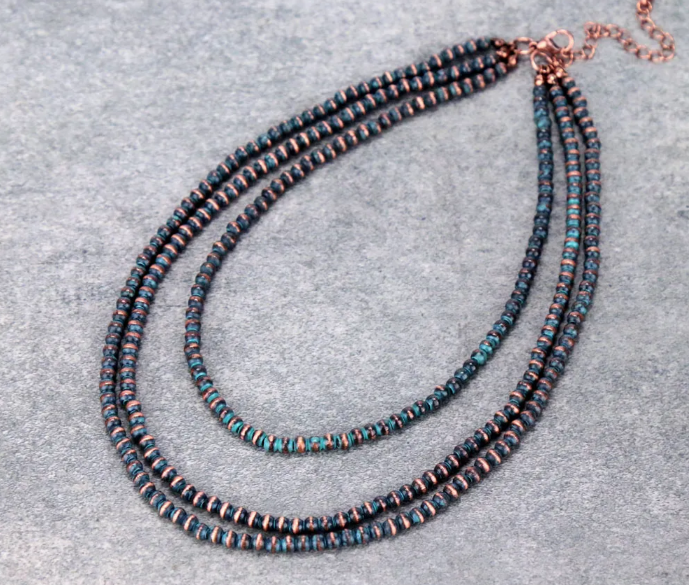4mm Navajo Style Pearl 3 Layered Necklace
