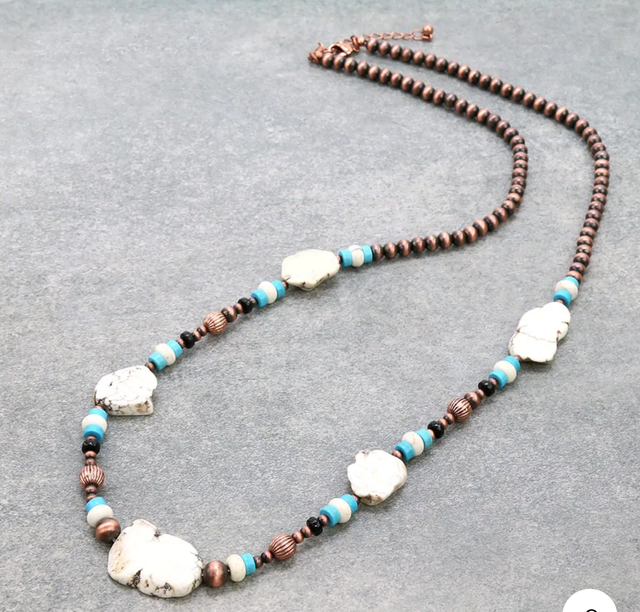 Navajo Style Pearl with Stone Necklace