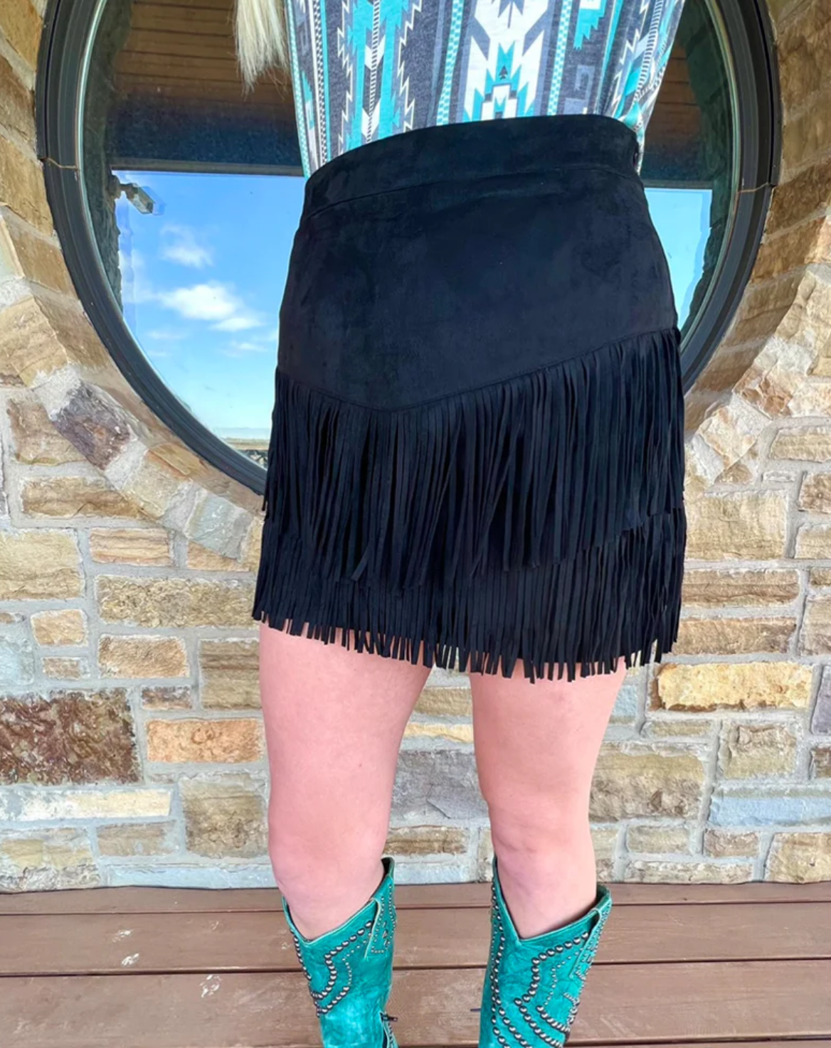 Fort Worth Fringe Skirt Black