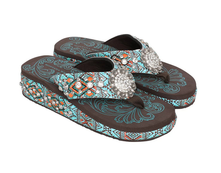 Montana West Aztec Print Flip Flops