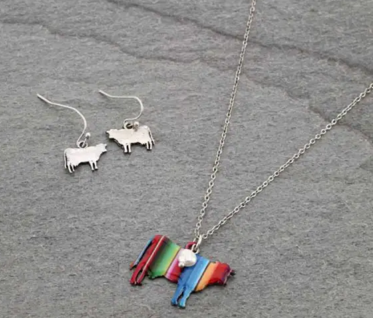 Cow Serape Print Necklace Set
