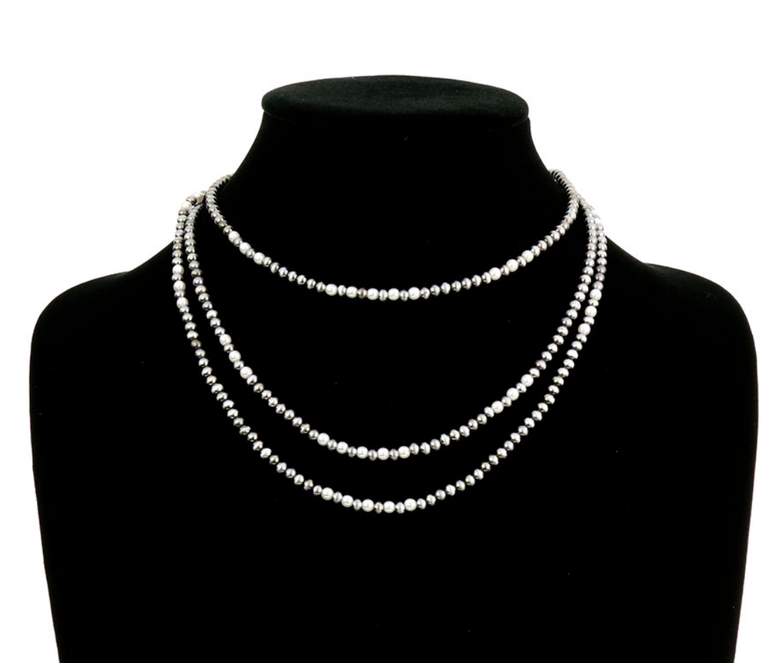 3Row Navajo Style Bead & Pearl Necklace