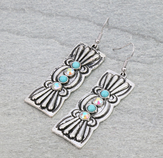 Western Concho Bar Dangle Earrings