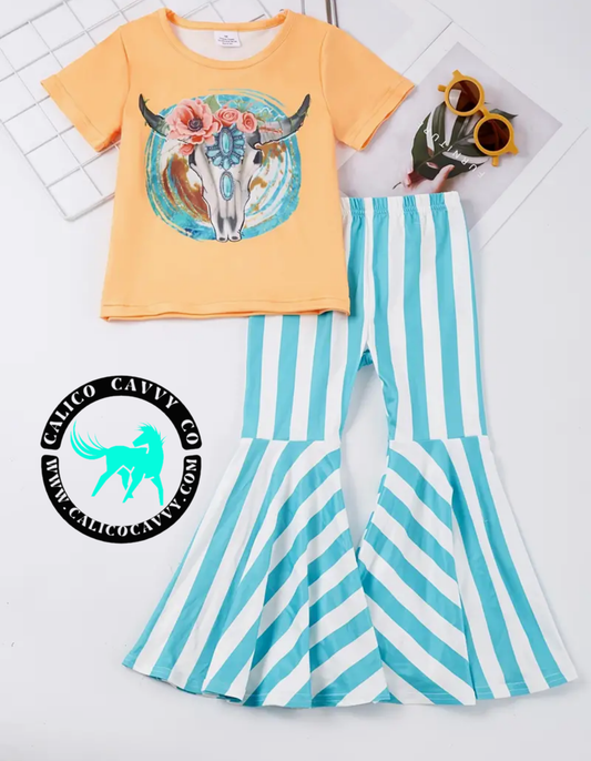 Steer Head and Striped Pants Clothing Set