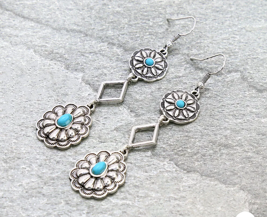 Diamond Concho Drop Dangle Earrings