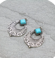 Western Texture Fan Shape Dangle Earrings