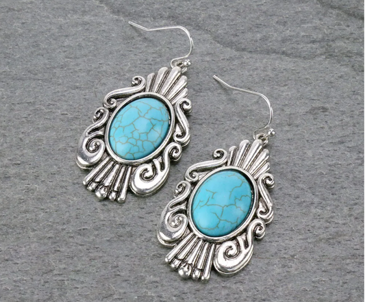 Western Style Semi Stone Dangle Earrings