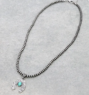 Western Opal Stone Squash Blossom Pendant Necklace