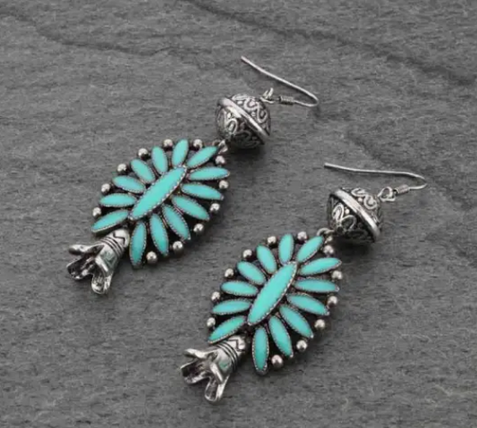 Squash Blossom Fish Hook Earrings