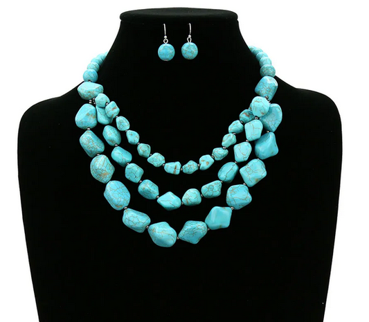 Western Stone Layered Necklace Set